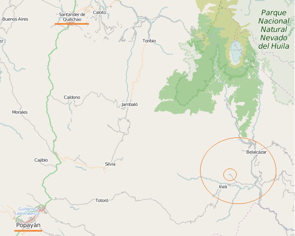 Mapa de ubicación de Tierradentro Ubicación de Tierradentro