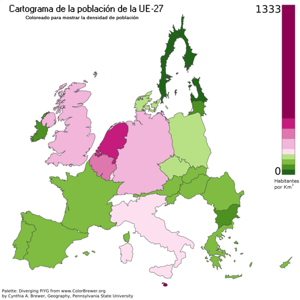 Cartograma de la población de la UE-27